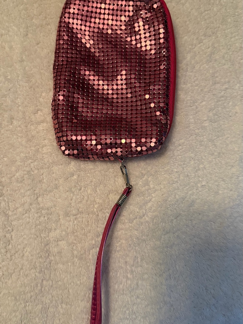 Pink Metallic Sequin Wristlet Clutch 2000s Capelli New York